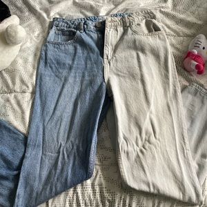 refuge denim split colour mom jeans
